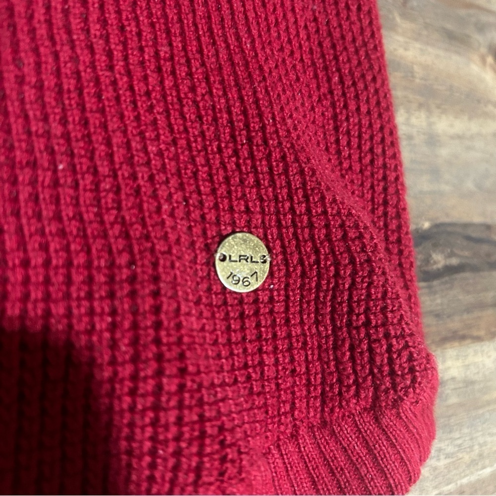 Lauren Ralph Lauren 100% Cotton Women’s Red Cowl Neck Sweater Size Medium - Picture 5 of 5